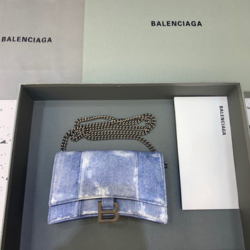 BLN-Ciaga Downtown Small Shoulder Bag With Chain Blue Washed, For Women,  Bags 11.8in/30Luxe Carry