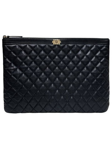 A84407 Cavier Skin Boy   Gold Plated Large Clutch Chanel