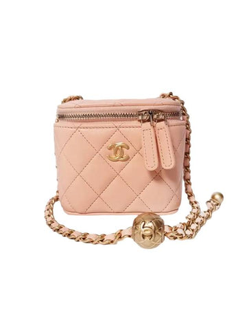 CC Logo Classic Vanity Small Cosmetic Case Mini Bag Light Orange Chanel