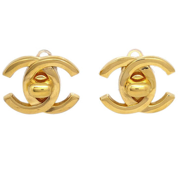 Top Quality Chanel 1995 CC Turnlock Earrings Clip-On Gold Large