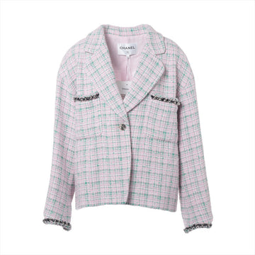 Top Quality Chanel Coconut Button 21S CottonPolyester Jacket 44  Pink×Green P70531 Twid Chaintree