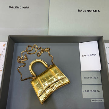 BLN-Ciaga Hourglass Mini Handbag With Chain In Gold, For Women,  Bags 4.7in/12Luxe Carry 6646761S49M8005