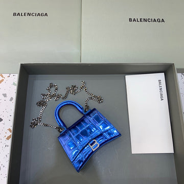BLN-Ciaga Hourglass Mini Handbag With Chain In Light Blue, For Women,  Bags 4.7in/12Luxe Carry