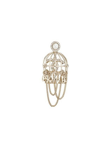 CC Crystal Pearl Brooch Gold Chanel