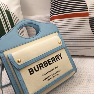 B-Berry - Luxe Carry  Mini Two-tone Canvas And Pocket Bag Blue For Women, Bags 10.4in/26.5Luxe Carry 80434931