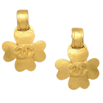 Top Quality Chanel Clover Dangle Earrings Gold Clip-On 95P