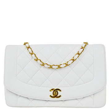 Top Quality Chanel White Lambskin Medium Diana Chain Shoulder Bag