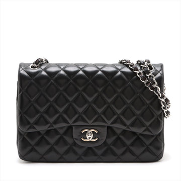 Top Quality Chanel Decamatrasse 30 Double Flap Chain Bag Black Silver Lambskin A58600