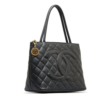 Black Top Quality Chanel Caviar Medallion Tote Bag