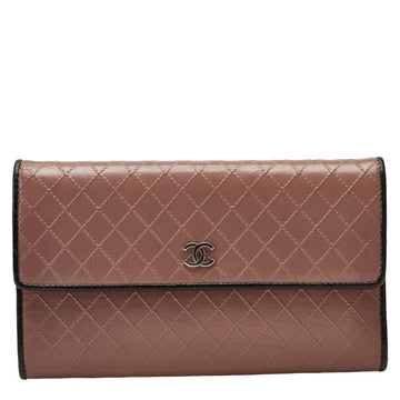 Top Quality Chanel Cocomark Long Wallet Twin Foldable Wallet Pink Leather Lady CHANEL