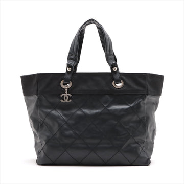 Top Quality Chanel PARIBIARITZ MM  Linen Tote Bag Black Silver G  13th