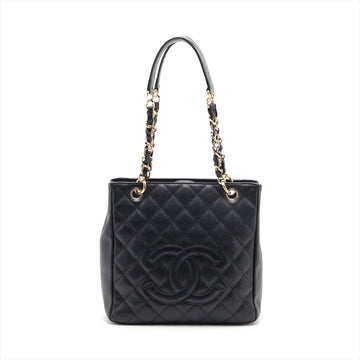 Top Quality Chanel PST Caviar S Tote Top Bag Black Gold  8th