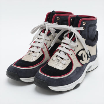 Top Quality Chanel Coco Leather High-Cut Sneaker 37 1/2  Multicolor G34053