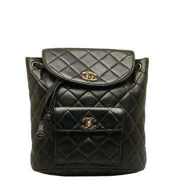 Top Quality Chanel   Backpack in Lambskin Leather Black Quilted