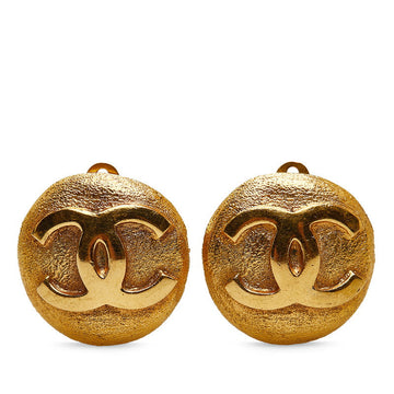 Top Quality Chanel   Coco Mark Round Earrings Gold Plated Women's