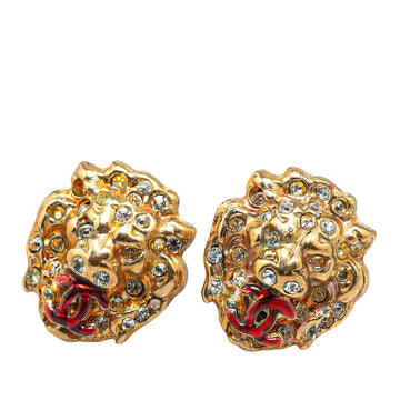 Top Quality Chanel Lion Motif Rhinestone Earrings