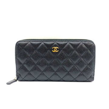 Top Quality Chanel Classic Caviar Leather Long Wallet Black