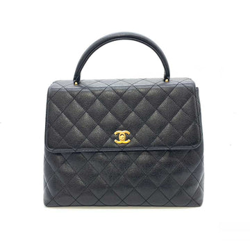 Top Quality Chanel Caviar Skin Kelly Handbag Black Gold Hardware
