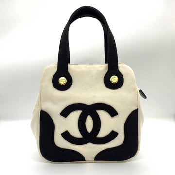 Top Quality Chanel Canvas Marshmallow Handbag Ivory Black