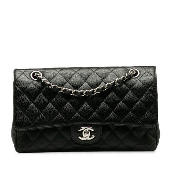 Top Quality Chanel Matrace 25 Cocomark Double Flap ilver  Chain Shoulder Bag Black Caviar S  CHANEL