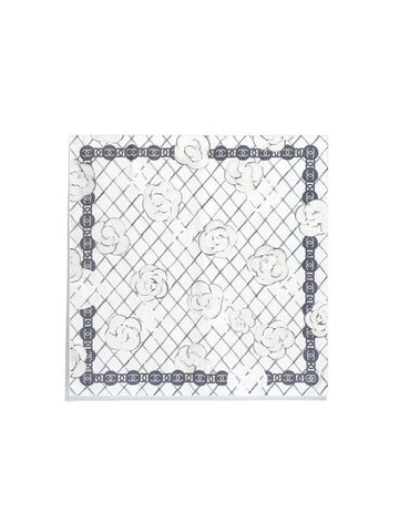 Camellia Square Silk Scarf White Chanel