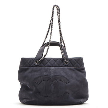 Top Quality Chanel Coco Suede 2WAY Handbag Pearl Silver  17th