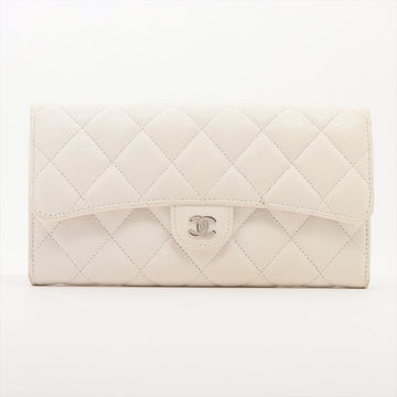 Top Quality Chanel Matrasse Caviar S Wallet White Silver Gold