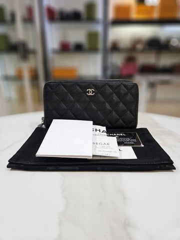 Classic caviar long wallet silver zipper 22nd unit A50097 Chanel