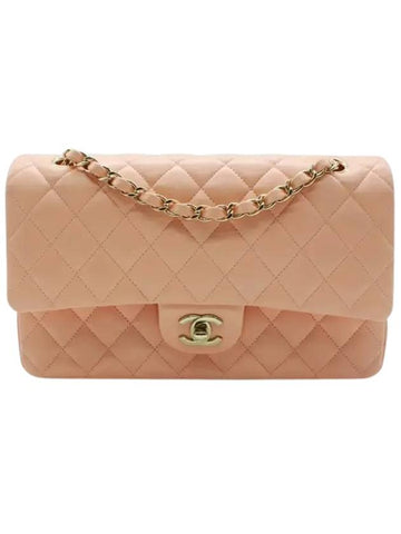 Classic Lambskin Medium Shoulder Bag Peach Chanel
