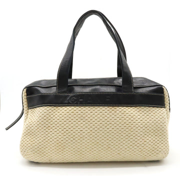 Top Quality Chanel Logo Handbags Mini Boston Cotton Leather Natural Black Black Silver Gold  Blumin