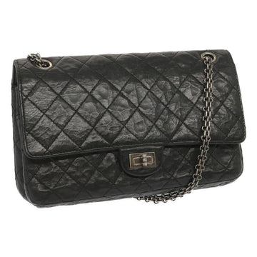 Top Quality Chanel 2.55 Matelasse Chain Bag Aged Calfskin Black A37586 CC Auth 67618A