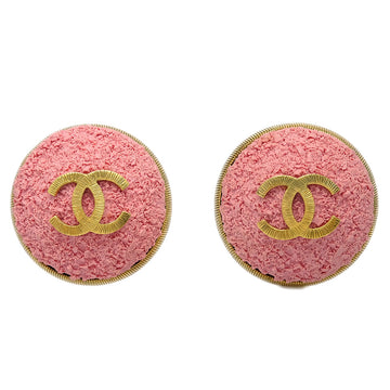 Top Quality Chanel Button Earrings Clip-On Pink 24