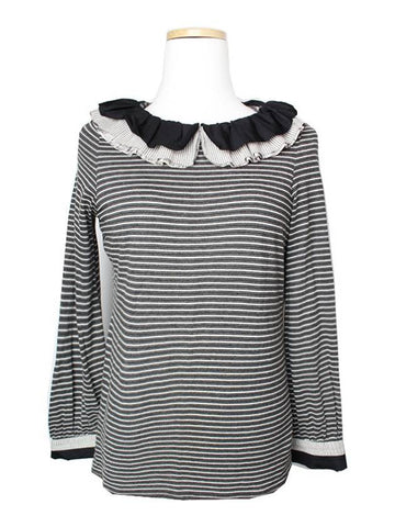 Charcoal gray striped blouse 44 Chanel