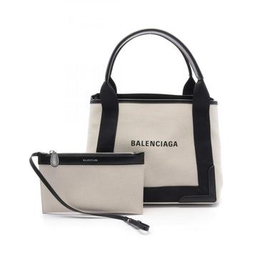 Blnciaga ivory Canvas Leather Tote Bag