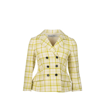 Top quality Dior Size 34 Pop Check Blazer Virgin Wool Light Green/White
