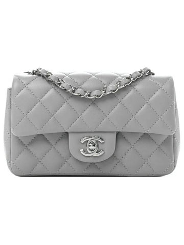 Classic Flap Mini Lambskin Shoulder Bag Light Grey Chanel