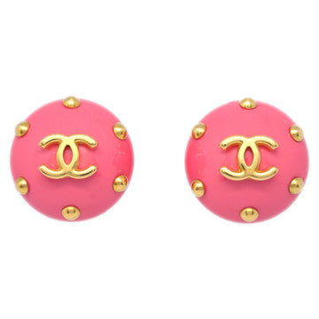 Top Quality Chanel Button Earrings Clip-On Pink 96C