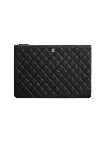 Classic Gold Hardware Caviar Large Calfskin Clutch Bag Black Chanel