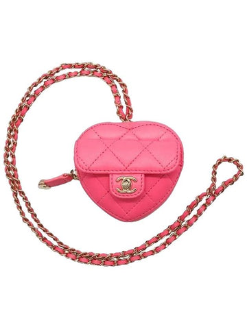 Heart Chain Lambskin Mini Bag Pink Chanel