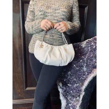 Top Quality Chanel   White Python CC Chain Hobo Bag