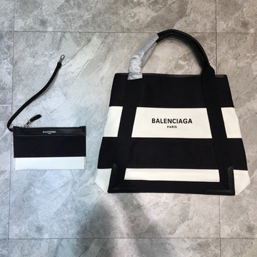 BLN-Ciaga Navy Medium Cabas Tote Bag In Black And White, For Women,  Bags 14.1in/36Luxe Carry