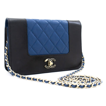 Top Quality Chanel Black Blue Wallet On Chain WOC Shoulder Bag Crossbody Gold
