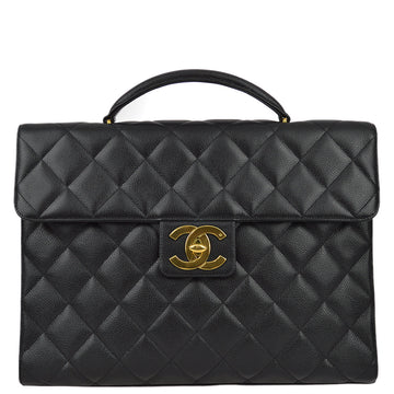 Top Quality Chanel 1991-1994 Black Caviar Briefcase
