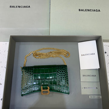 BLN-Ciaga Hourglass Wallet On Chain in Dark Green, For Women,  Bags 7.6in/19Luxe Carry 6560501LRGM3011