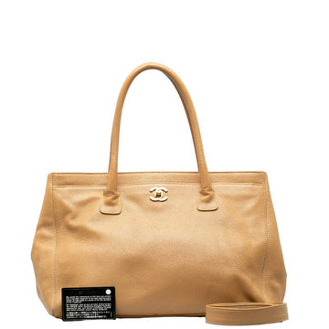 Top Quality Chanel Cocomark Executive Handbags Shoulder Bag 2WAY Beige Caviar