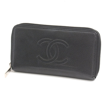 Top Quality Chanel Caviar Skin Long Wallet Black