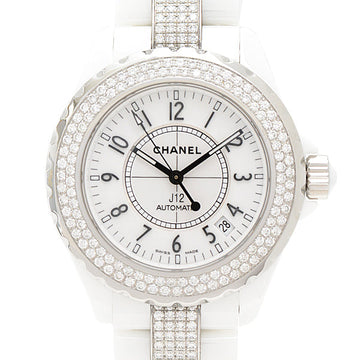 Top Quality Chanel J12 Ceramic Automatic Watch with Diamond Bezel & Bracelet, White Dial, H1422