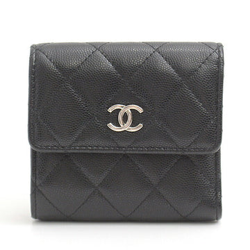 Top Quality Chanel Caviar Skin Trifold Wallet Black