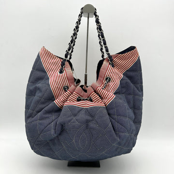 Top Quality Chanel Denim Quilted Large Stretch Spirit Cabas Blue LA11947