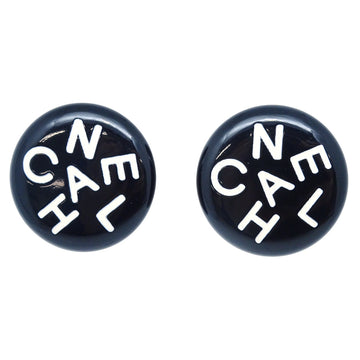 Top Quality Chanel Button Earrings Clip-On Black Gold 95A